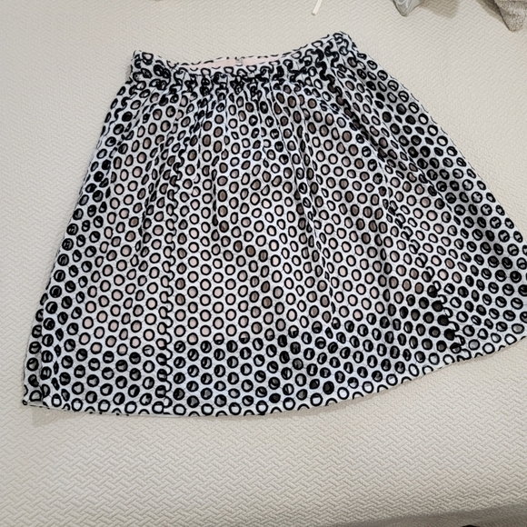 J. Crew Cotton Embroidered Open Polks dot Skirt over blush pink lining Size 6 - Picture 3 of 16